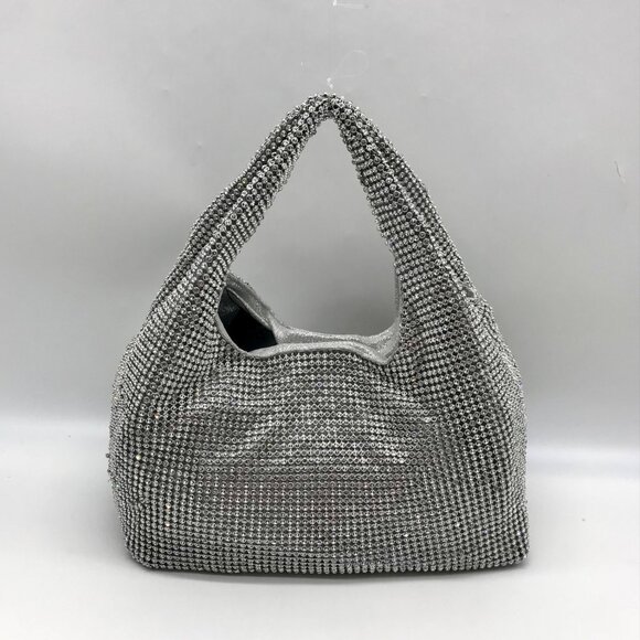 I.N.C. International Concepts Silver Mesh Crystal Hobo Bag - Picture 2 of 12